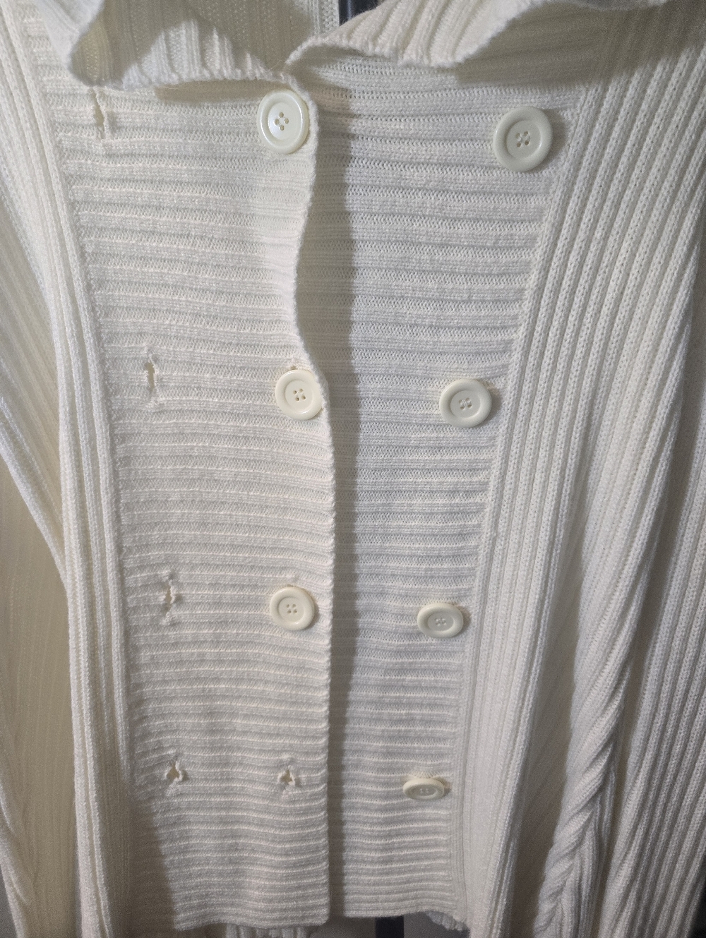 Effeci Cream Ribbed Double-Breasted Cardigan - Picture 4 of 7